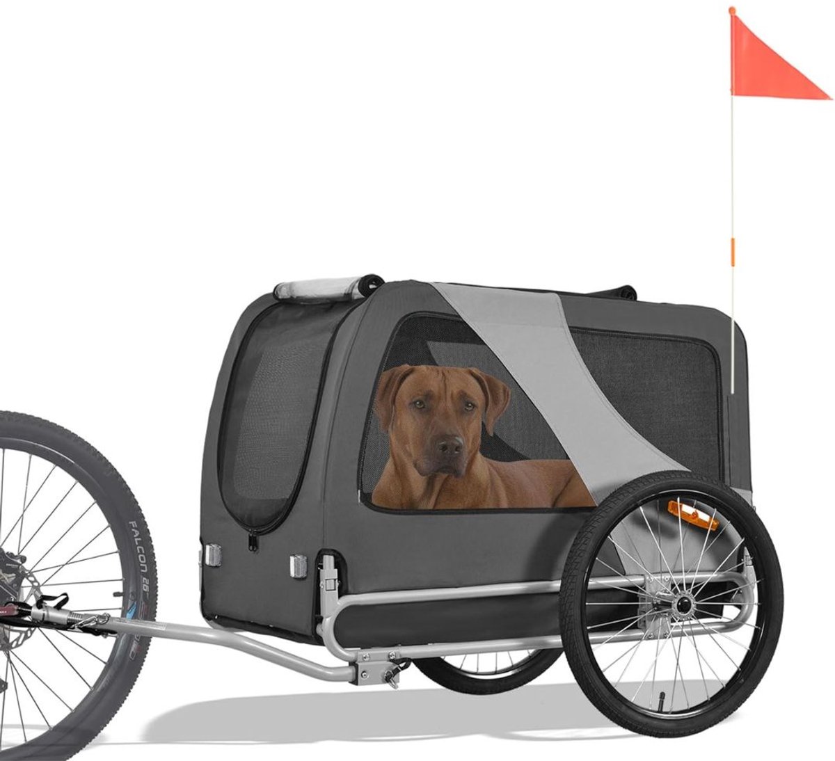 NIVA® Hondenkar - Hondenfietskar - Hondenbuggy - Grijs - 152cm x 72cm x 84cm