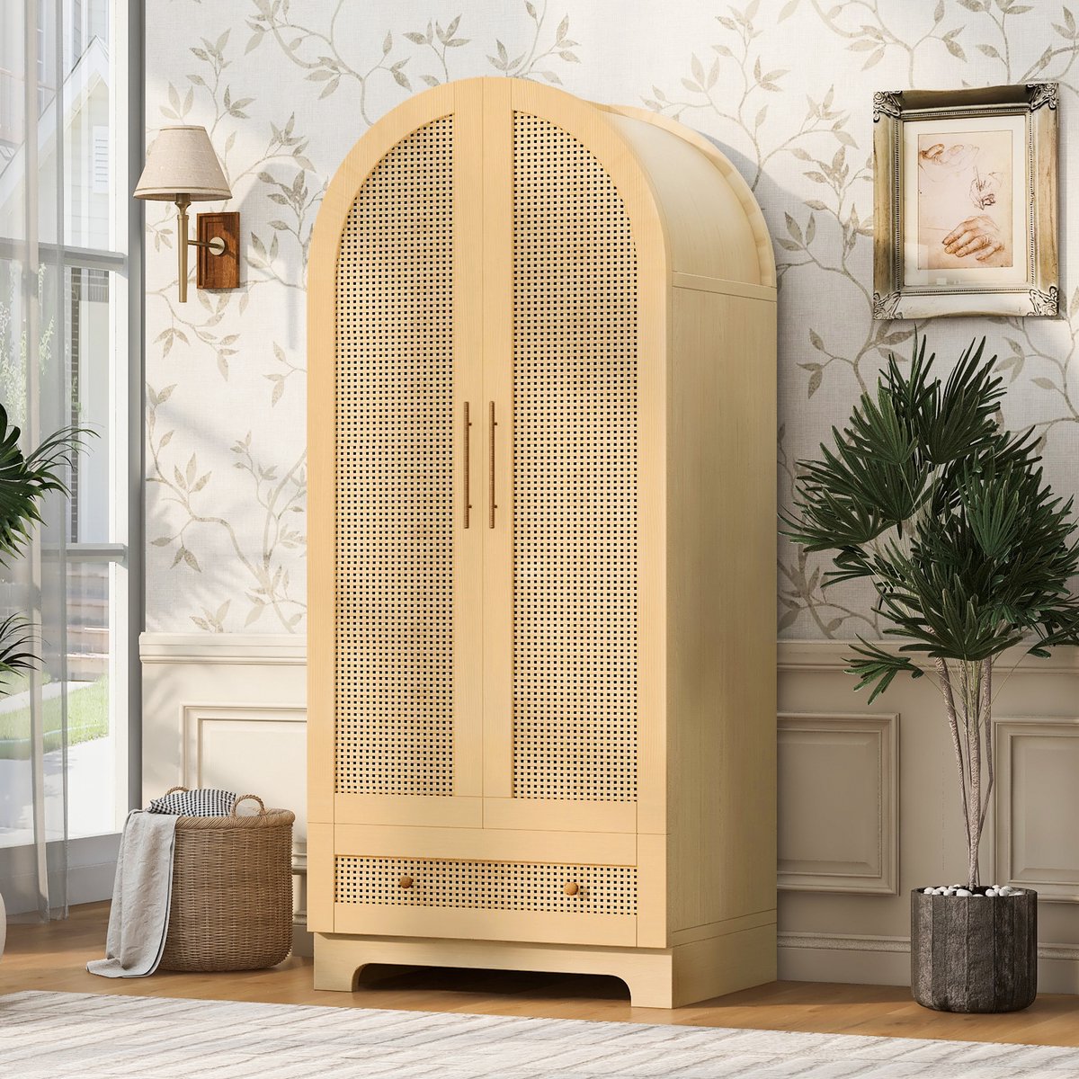 VVBV Kledingkast 70x55x170 cm - Opbergruimte, 2 Lades, Met Planken - Houtkleur, Hout