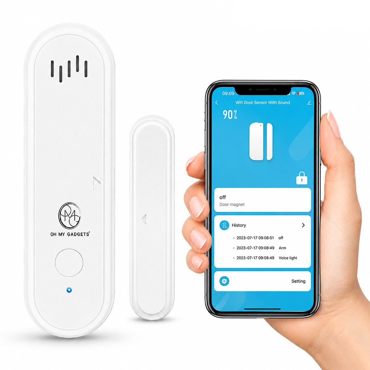 O.M.G Slimme WiFi Deur- en Raamsensor - Tuya - SmartLife - Wifi raam-/deuralarm voor huisbeveiliging - Slimme Openingssensor