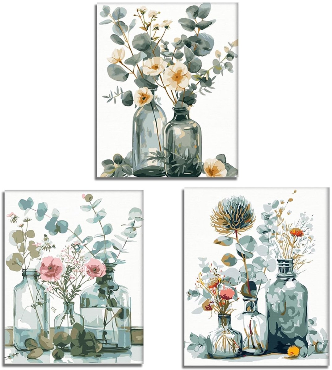 SolidKeus - Set van 3 Botanische Posters met Bloemen 30 x 40 cm
