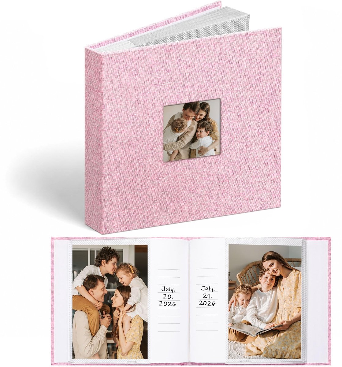 SolidKeus - Fotoboek voor 48 Foto's met Linnen en Venster