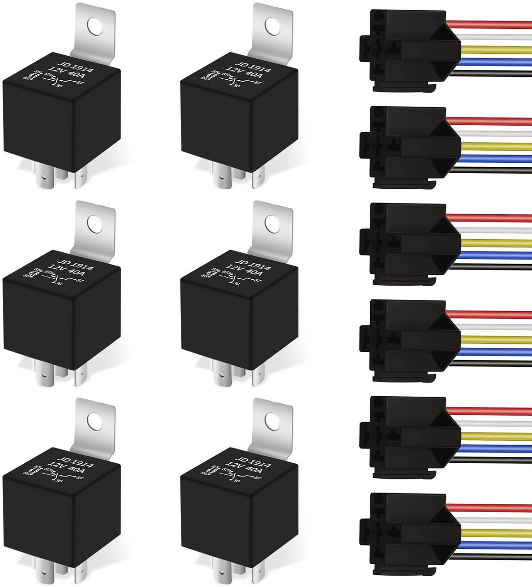 SolidKeus - Set van 6 Universele Auto Relais 12V 40A