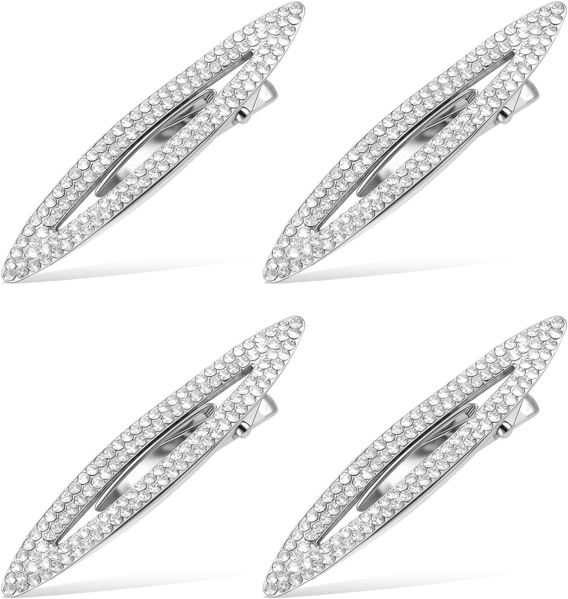 SolidKeus - Set van 4 Zilveren Strass Haarspelden voor Dames
