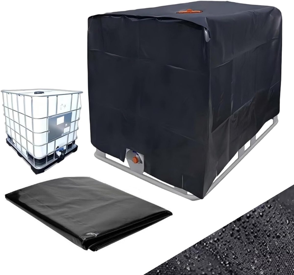 IBC Watertank 1000L - UV-bescherming -Waterdicht - Makkelijk schoon te maken - 120x100x116 cm - Zwart