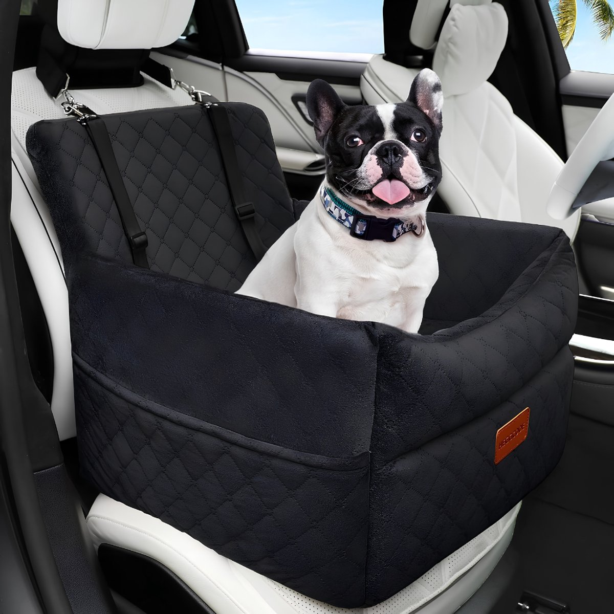 Lìon® Hondenmand Auto - Voor Kleine Honden - Autostoel Hond - Zwart - 53cm x 53cm x 48cm
