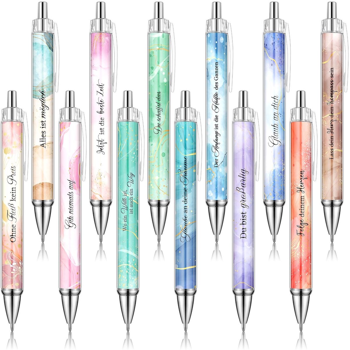 SolidKeus - 24 Stuks Inspirerende Balpennen met Motivatie
