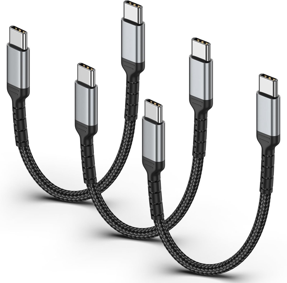 SolidKeus - USB C naar USB C Oplaadkabel 15 cm (3-Pack)