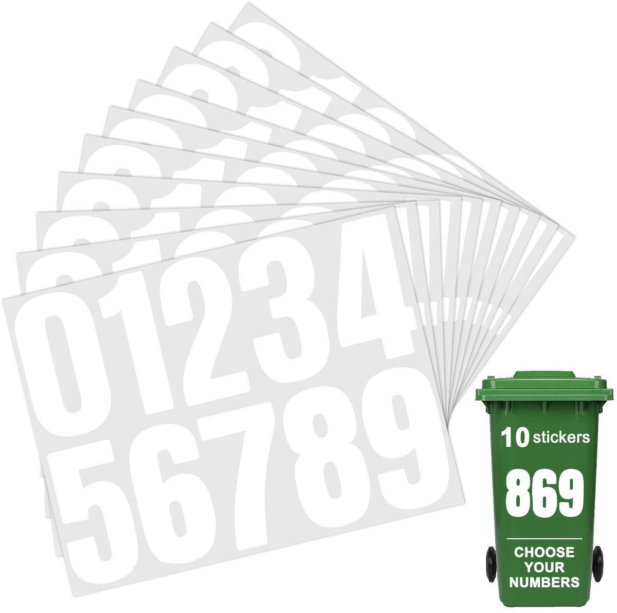 SolidKeus - Cijferstickers Set van 10 Vellen, Weerbestendig en Zelfklevend