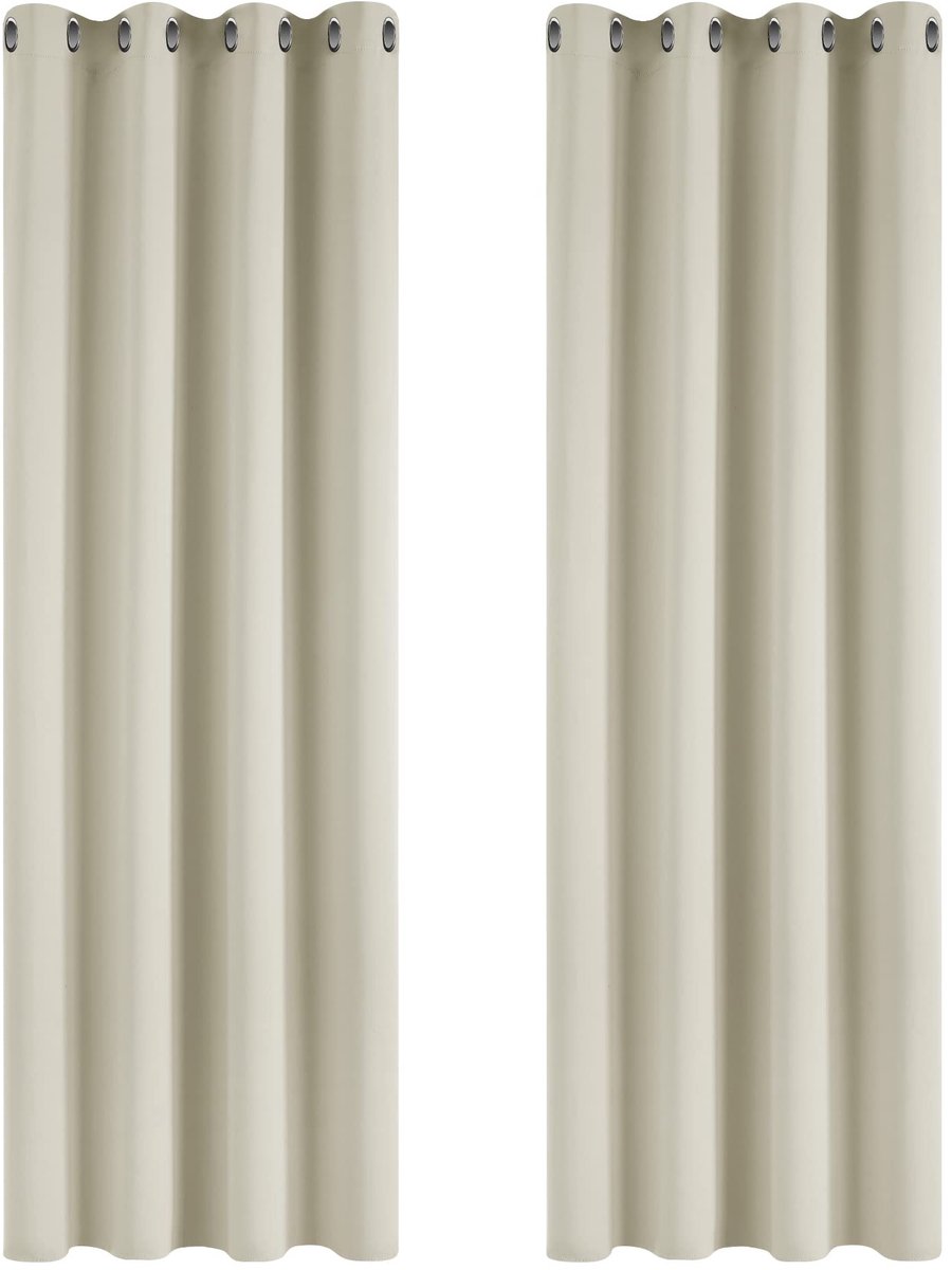 SolidKeus - Blackout Gordijnen 2 Stuks, 140 x 245 cm, Beige