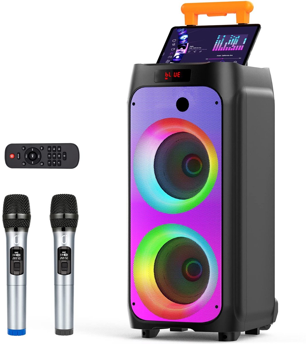 SolidKeus - Draadloze Karaoke Machine met 2 Microfoons en Bluetooth