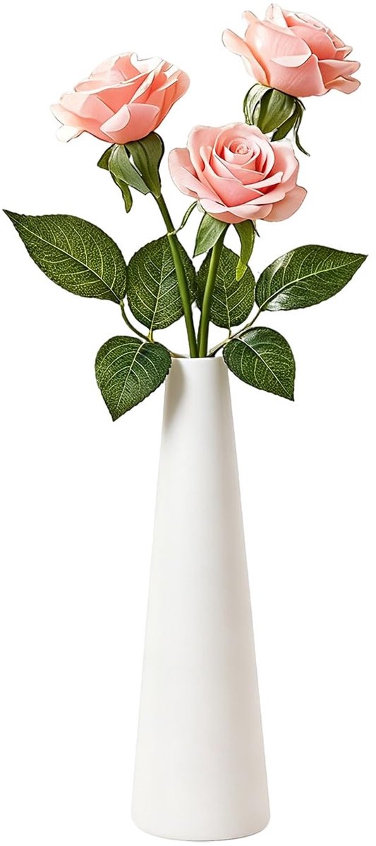 SolidKeus - Wit Keramische Taper Vase voor Bloemen Decoratie