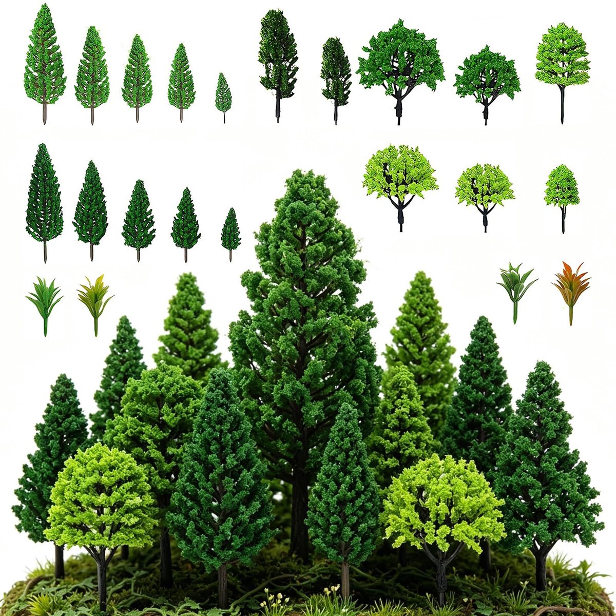 SolidKeus - Set van 40 Miniatuurbomen voor Modelbouw en Landschapsprojecten