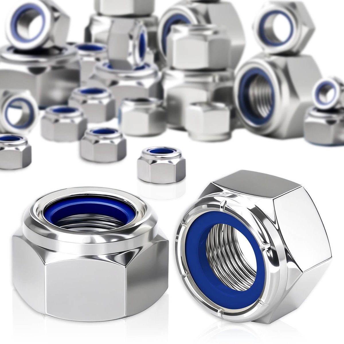 SolidKeus - Set van 60 Zelf Lockende M6 Moeren van Roestvrij Staal