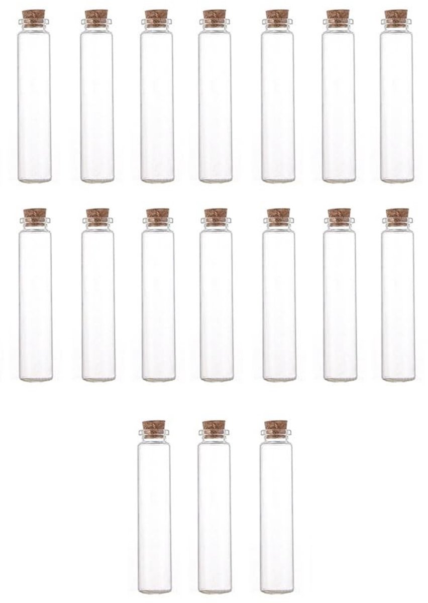 SolidKeus - Set van 17 Mini Glazen Flessen met Kurken voor Decoratie