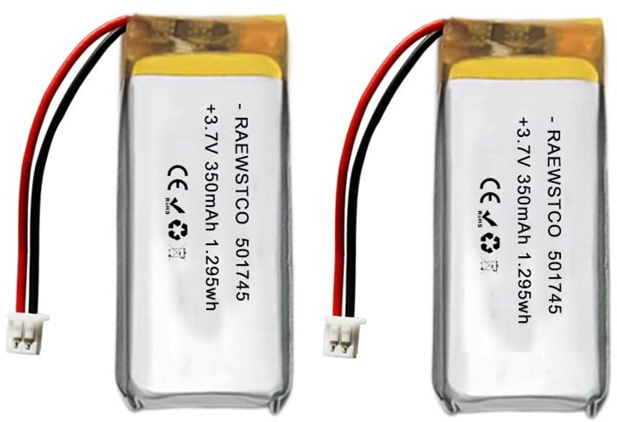 SolidKeus - 2 Stuks 3,7V 350mAh Polymeer Lithiumbatterij voor Schoonheidsproducten en Elektrisch Gereedschap