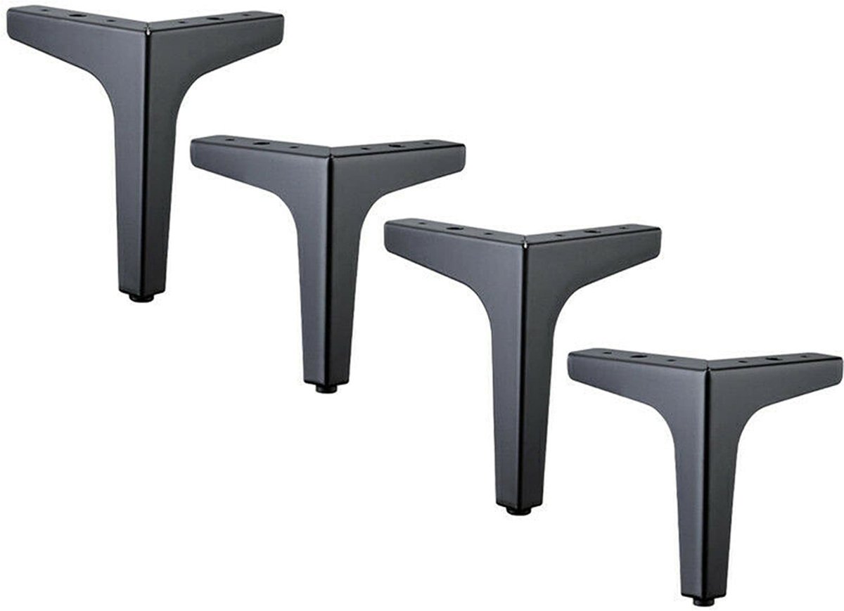 SolidKeus - Set van 4 Metalen Meubelpoten voor Sofa of Tafel (15cm, Zwart)