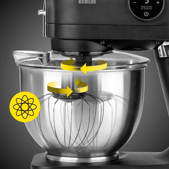 Keukenmachine - Mixer - Bakken en Koken - Krachtig Planetair Systeem - 5 Liter Kom - Zwart — afbeelding 3