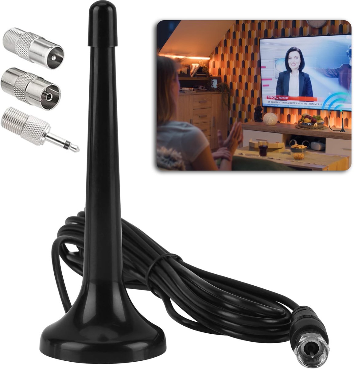 DAB FM-Radioantenne - Draagbare Freeview-Antenne - Met Telescopisch Ontwerp En Magnetische Voet