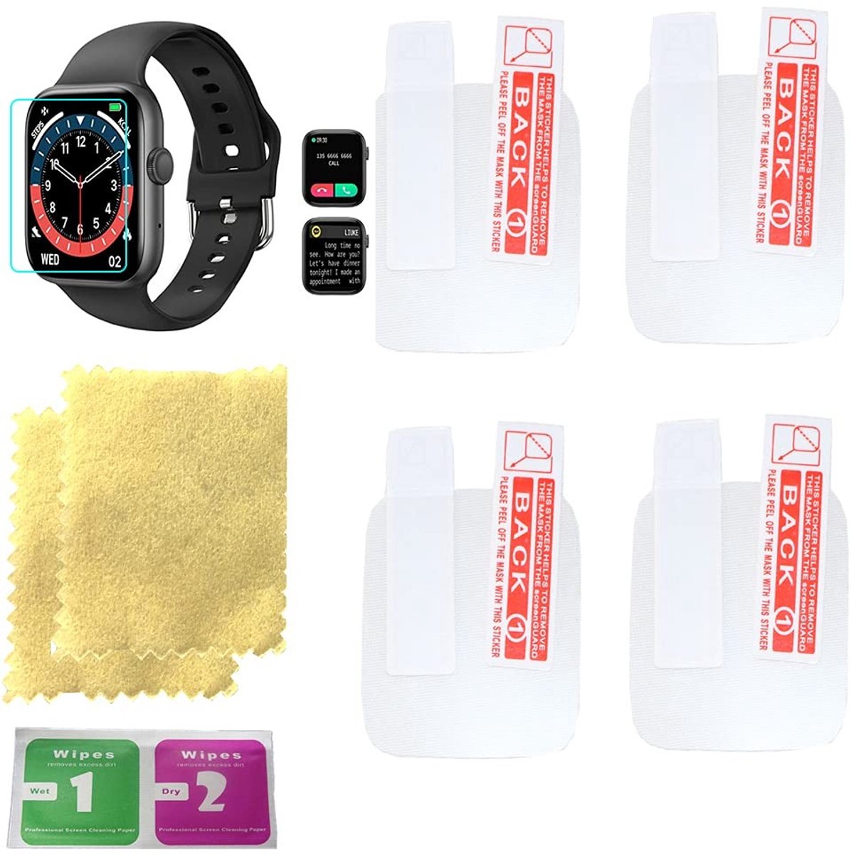 SolidKeus - Screen Protector voor 1.7 Inch Smartwatch (4 Stuks)