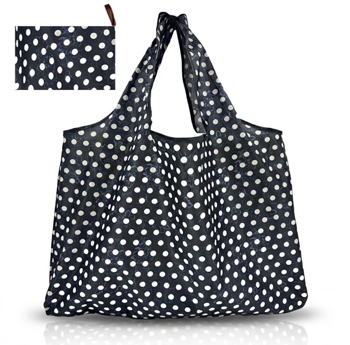 SolidKeus - Vouwbare Polka Dot Winkeltas, Groot en Herbruikbaar