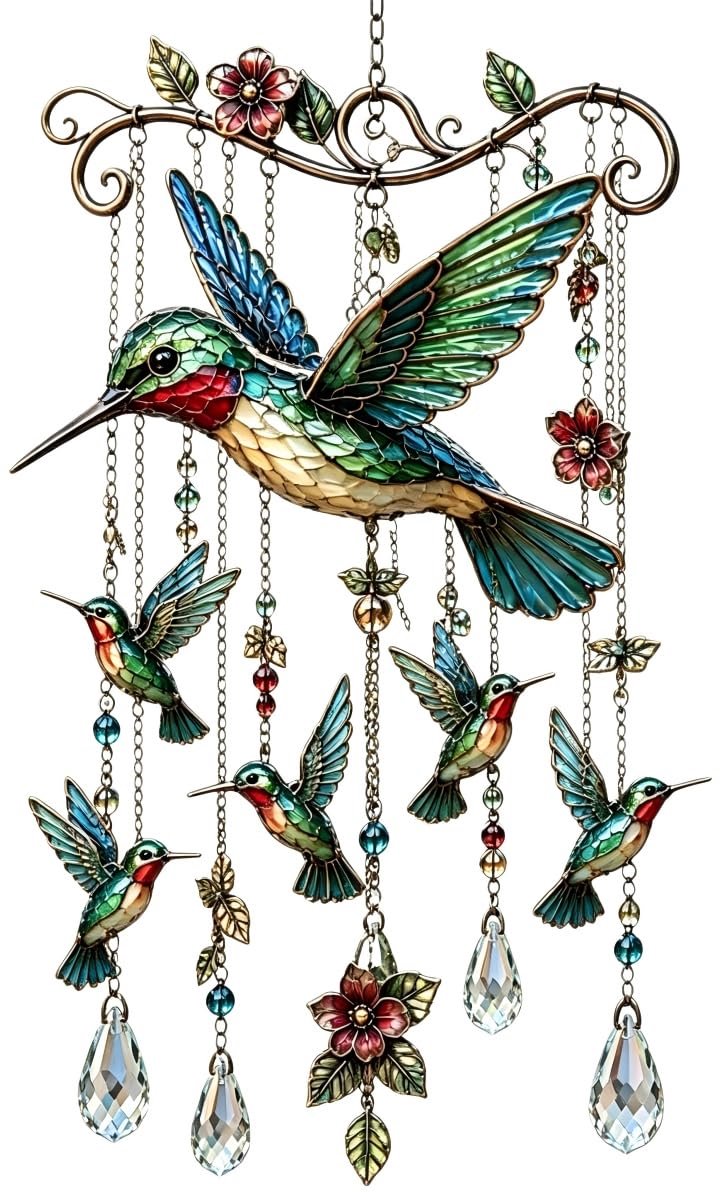 Casalora® Sierlijke Kolibrie Windgong – Acryl Zonvanger Met Hangdecoratie – Herdenkingscadeau Voor Vrouwen En Oma – Decoratieve Sun Catcher Voor Tuin, Balkon En Woondecoratie (Blauw Kolibrie)