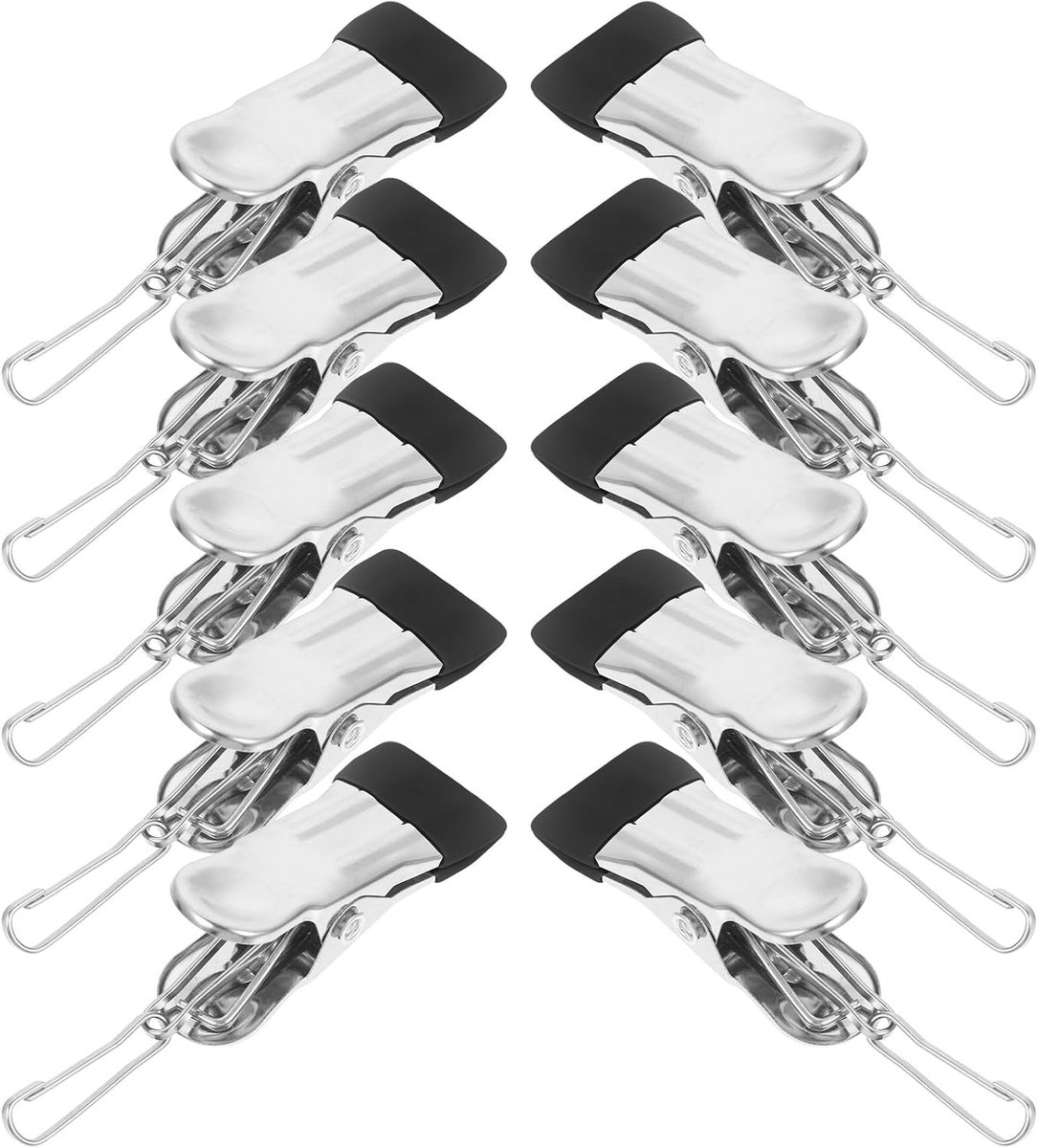 20 stuks- wasknijpers-wasknijpers Metaal -wasknijpers groot-wasknijpers Roestvrij staal -Strandhanddoekclips- Quiltclips-Strandlaken Knijpers -Winddicht-Handdoekknijpers-Voor Strandlaken, Beddengoed En Dikke Kleding-Zwart