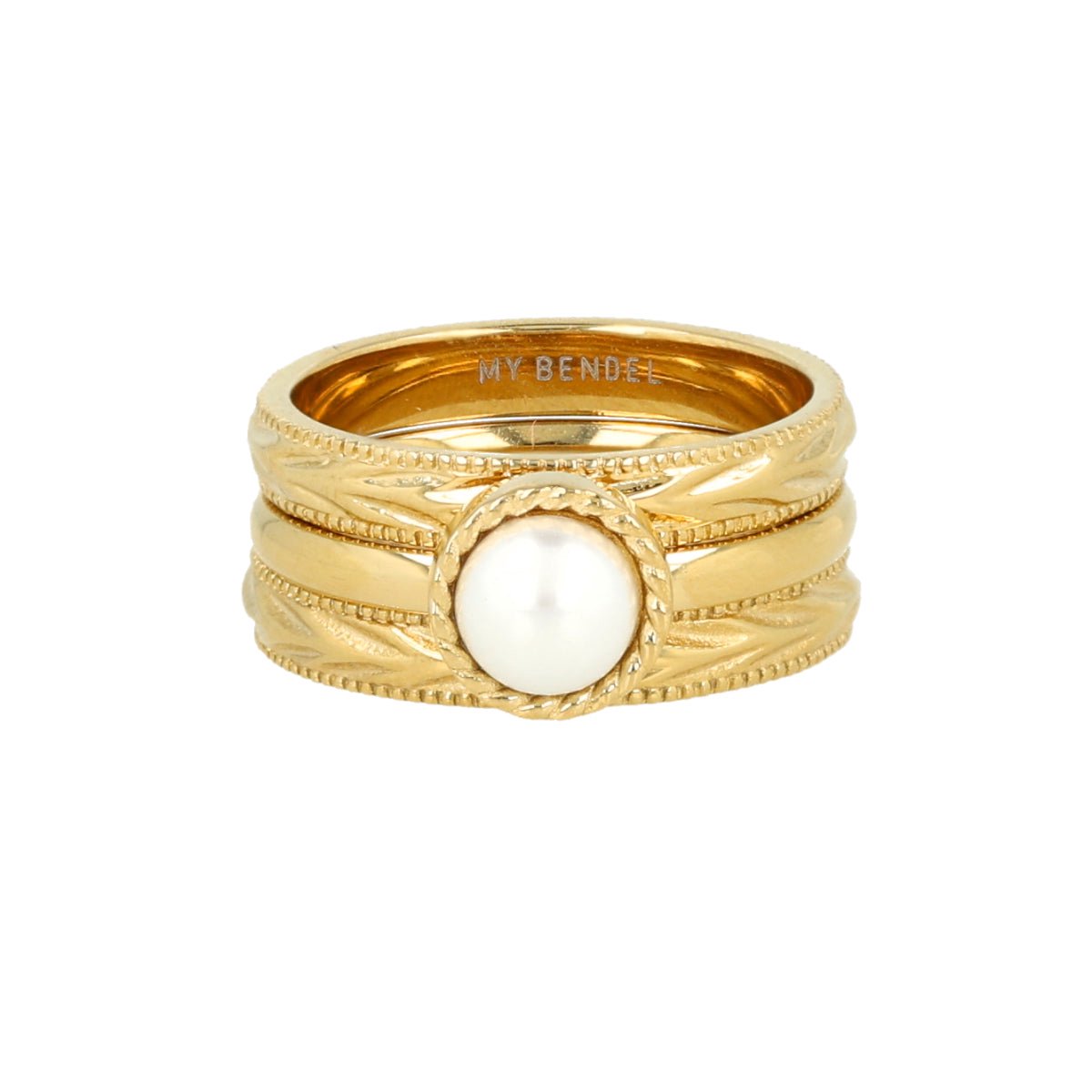 My Bendel - Ringen Set met Parel - met Luxe Cadeauverpakking | Sieraden Voor Dames | Maat 17.00 Mm / Maat 53