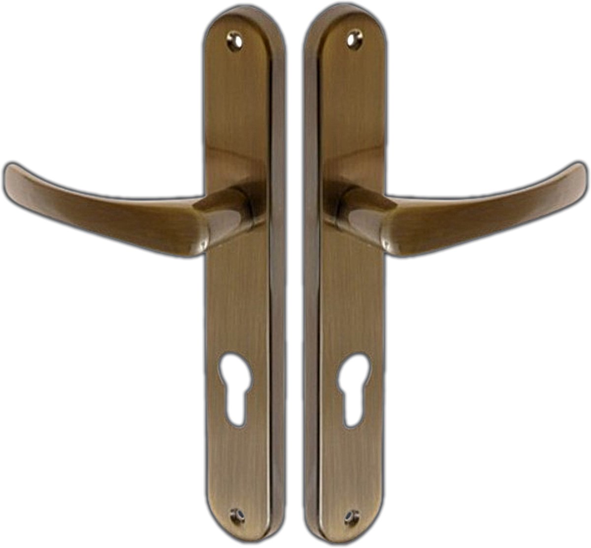 Deurklink CLASSIC 72 met schild, patina – voor cilinderslot