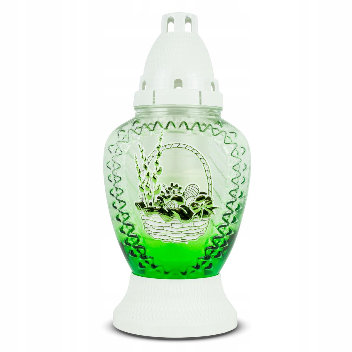 Groene Paaslicht Glas 25 cm met Mandje & Vulling - Sfeervol
