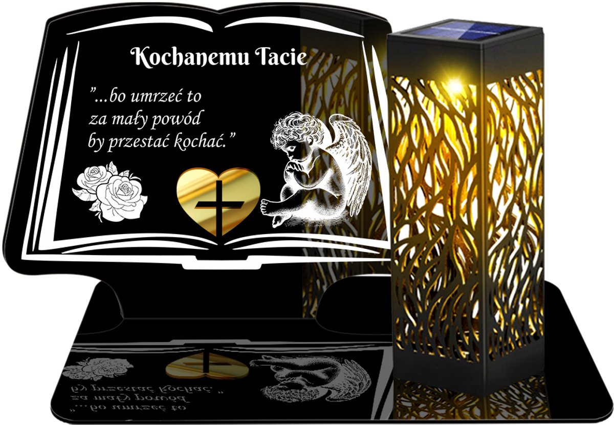 LED Solar Candle XL - Eeuwig, Grafstandaard, 3D-boek