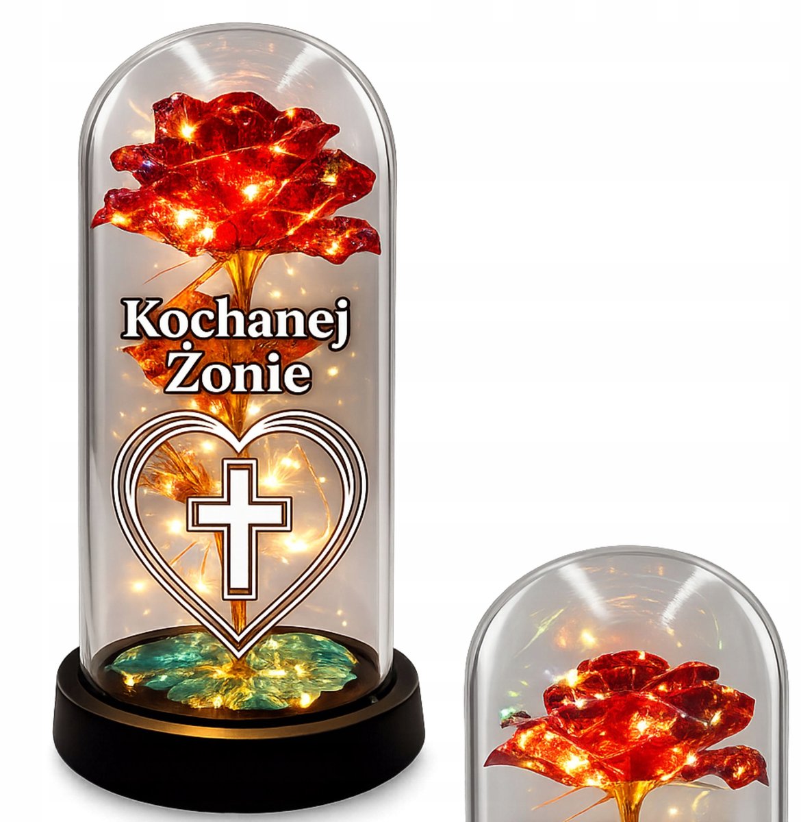 Merkloze LED Znicz met Eeuwige Roos voor Allerheiligen