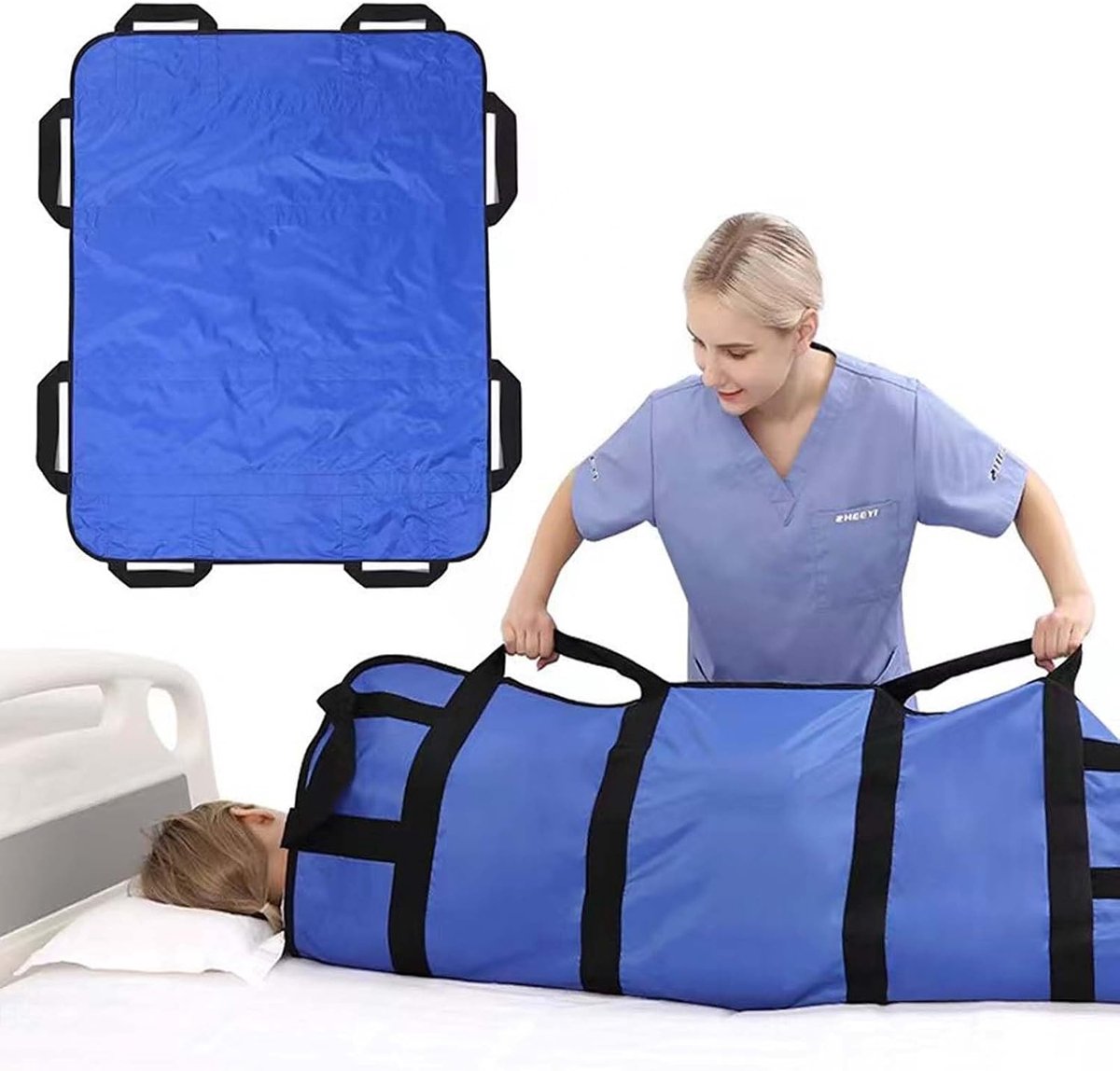 KZQ Transferkussen 122x102 Cm Met 8 Verstevigde Handgrepen Voor Verplaatsing Van Patiënten En Mensen Met Mobiliteitsbeperking