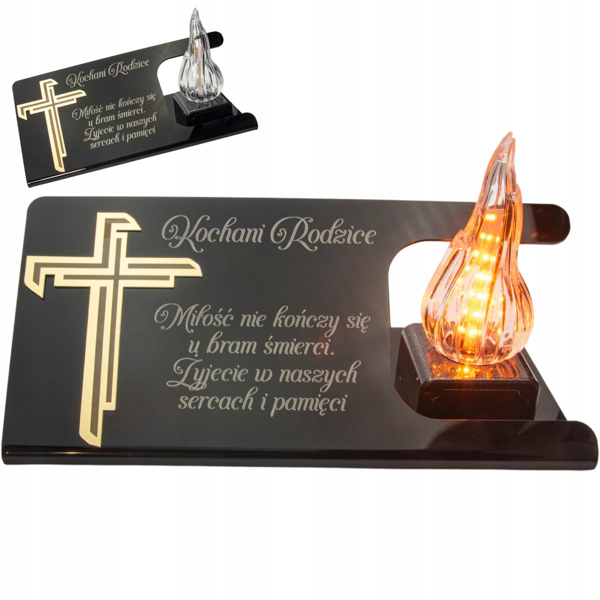 Eeuwige LED Znicz Lampion Grafsteen Graf Decoratie met Gepersonaliseerde Sokkel