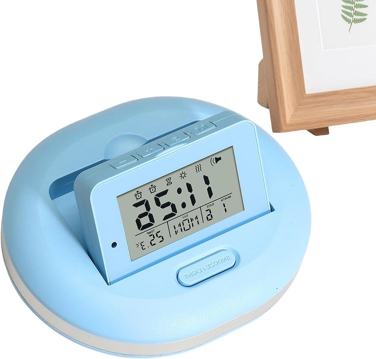 Digitale Wekker - Trilwekker Tijdmanager - Rustig Wakker Worden - Vibratie en LED - 10 cm - Blauw