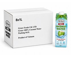 Grace 100% Kokoswater - 8 x 1L - Voordeelverpakking