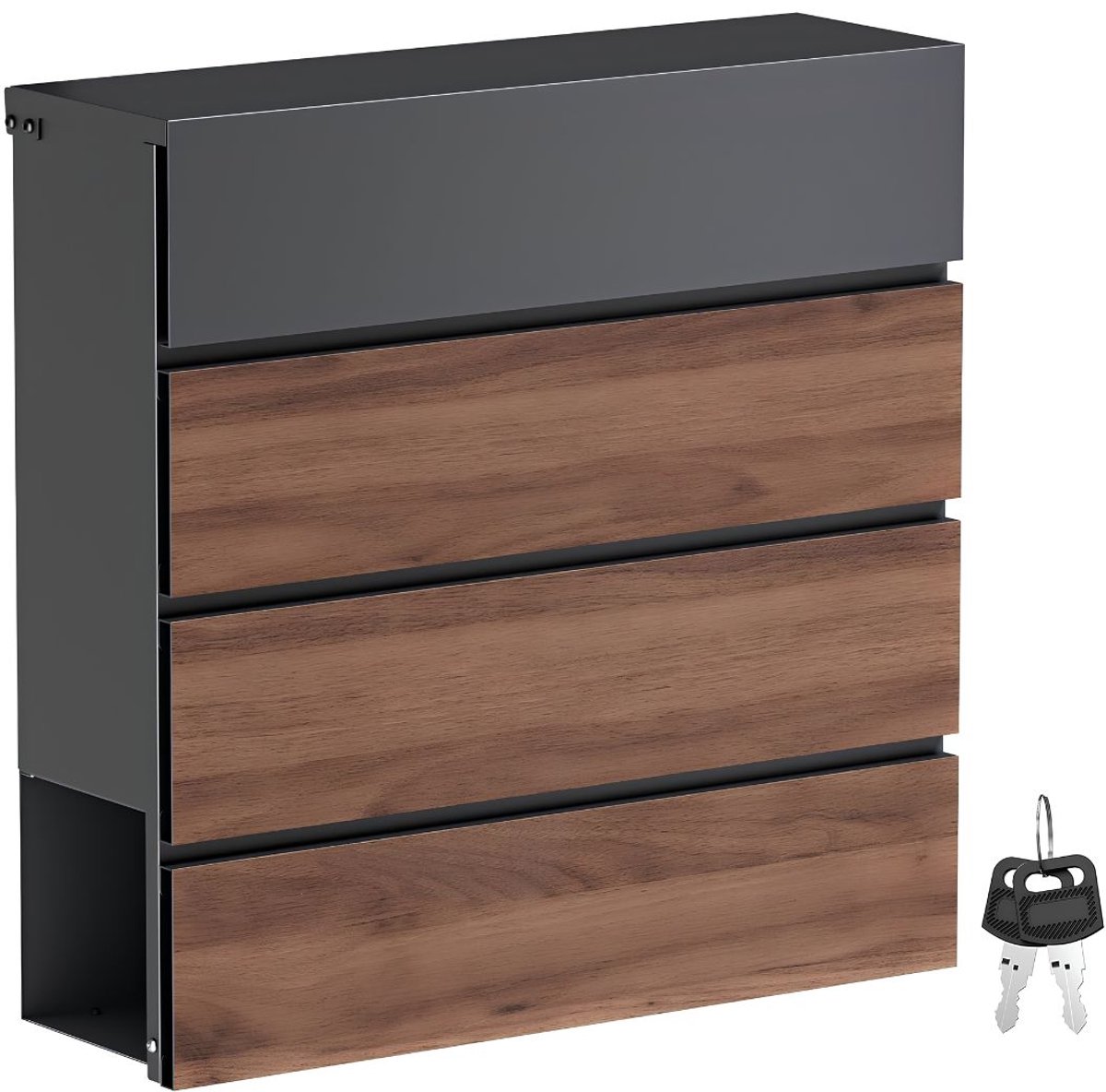NIVA® Brievenbus op Paal - Postkast - Brievenbus - Zwart/Bruin - 37cm x 13cm x 42