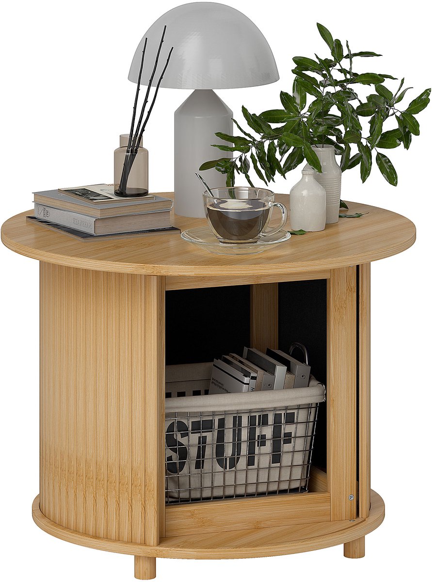 HOMCOM Salontafel - Bamboe - 60x60x45cm - Natuurlijk Hout