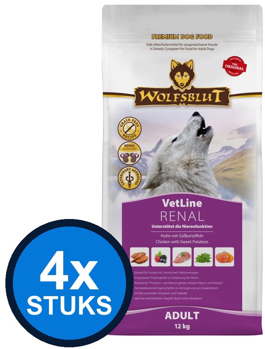4x Wolfsblut - VetLine Renal - Hondenvoer Droogvoer - 2 kg