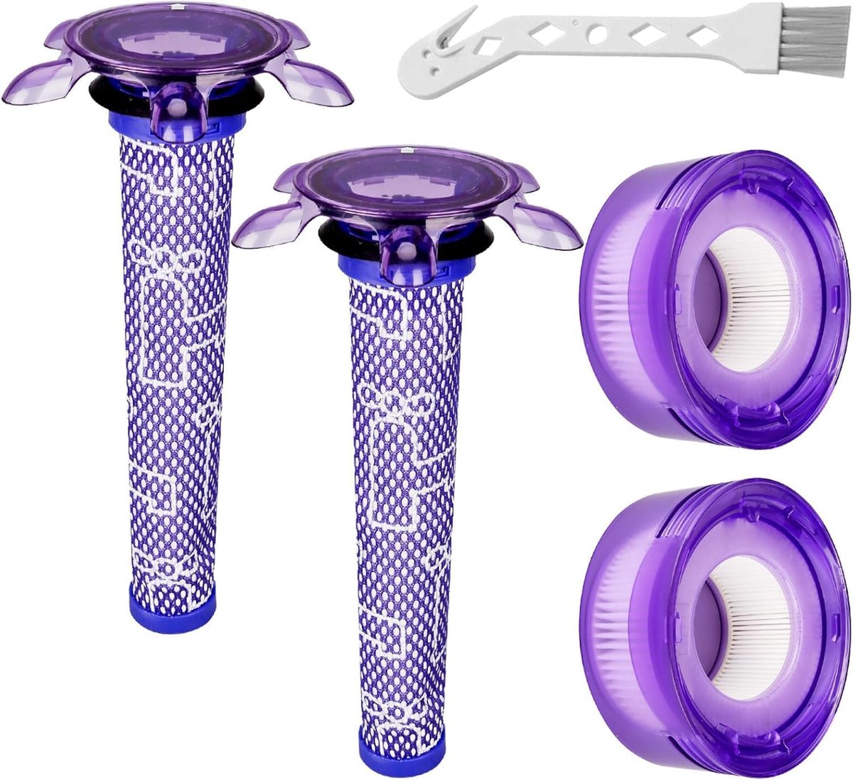Filter geschikt voor Dyson V8 - 5 stuks - vervangingsfilters geschikt voor Dyson V7 V8 Absolute Animal Motorhead stofzuigers - met 2 HEPA-filters achter, 2 voorfilters, 1 reinigingsborstel vervangt onderdelen