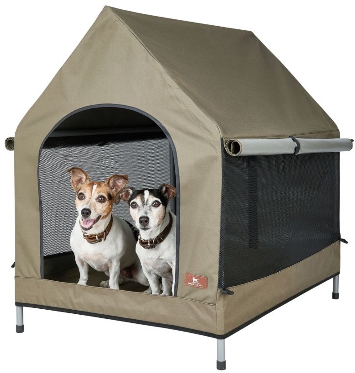 Knuffelwuff outdoor hondenhok met stabiel metalen frame en ademend stoffen dak
