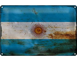 Blechschild Flagge Argentinien 30x20cm Flag Argentina Rost