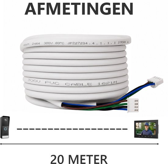 ELRO DVW20 4-Draads Intercomkabel 20 Meter – Incl. Connectoren – Geschikt voor ELRO DV700 & DV4000 Serie — afbeelding 3