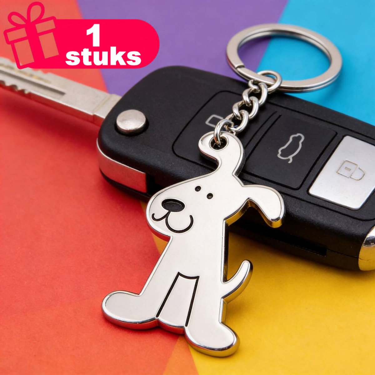 Decopatent - Premium Keychain - Metalen Sleutelhanger Hond - Luxe Honden Sleutelhanger - Zilverkleurige Keychain - Cadeau voor Hondenliefhebbers