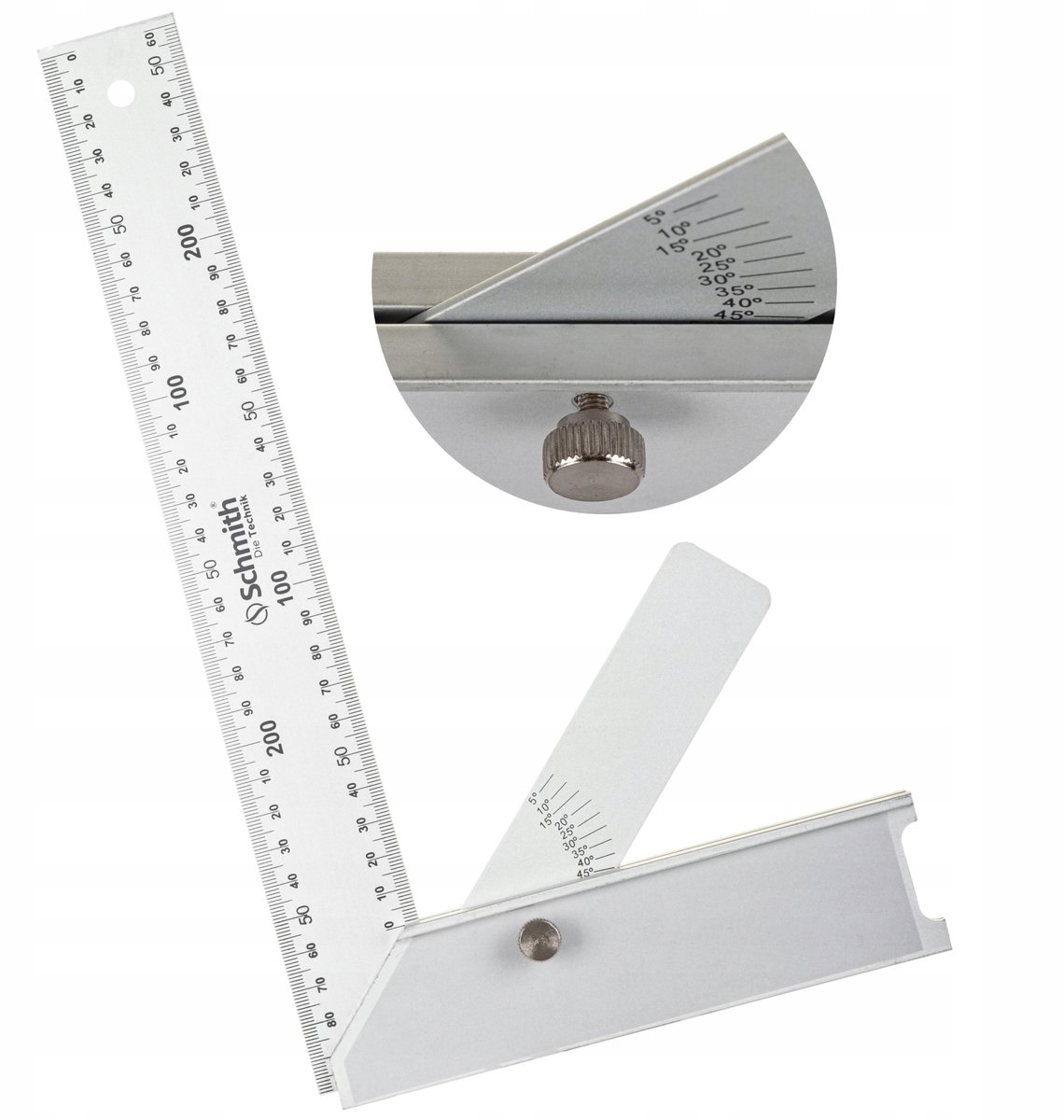 Schmith Aluminium Winkelmeter 250mm met Hoekmeetfunctie