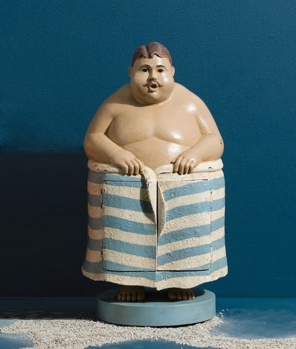 Dikke Man Ladekastje blauw/wit 17,8x15,2x35,5cm