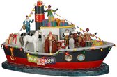 Luville Sinterklaas Pakjesboot met LED Verlichting - Kerstversiering voor Miniatuurdorp - Guirlande met Lampjes - Kerstslingers voor Aankleding - L33 x B18 x H19 cm - Meerkleurig