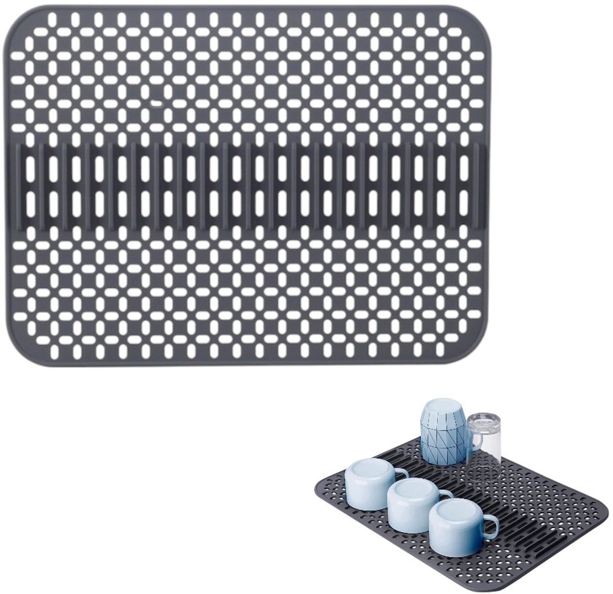 Grijze siliconen afdruipmat - gootsteenmat - gootsteenbeschermer - antislip, hittebestendige gootsteenvoering - krasbestendig en valbestendig - 43*32 cm