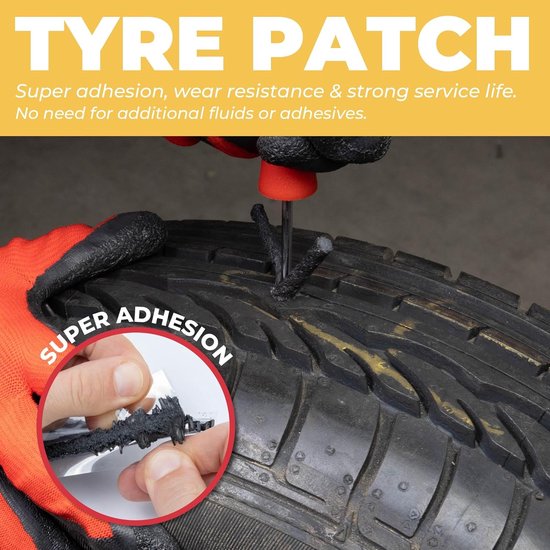 Tubeless Bandenreparatieset - Lekke Band Kit - Noodreparatie Onderweg - Universeel voor Tubeless Banden - 7-delig - Grijs — afbeelding 4