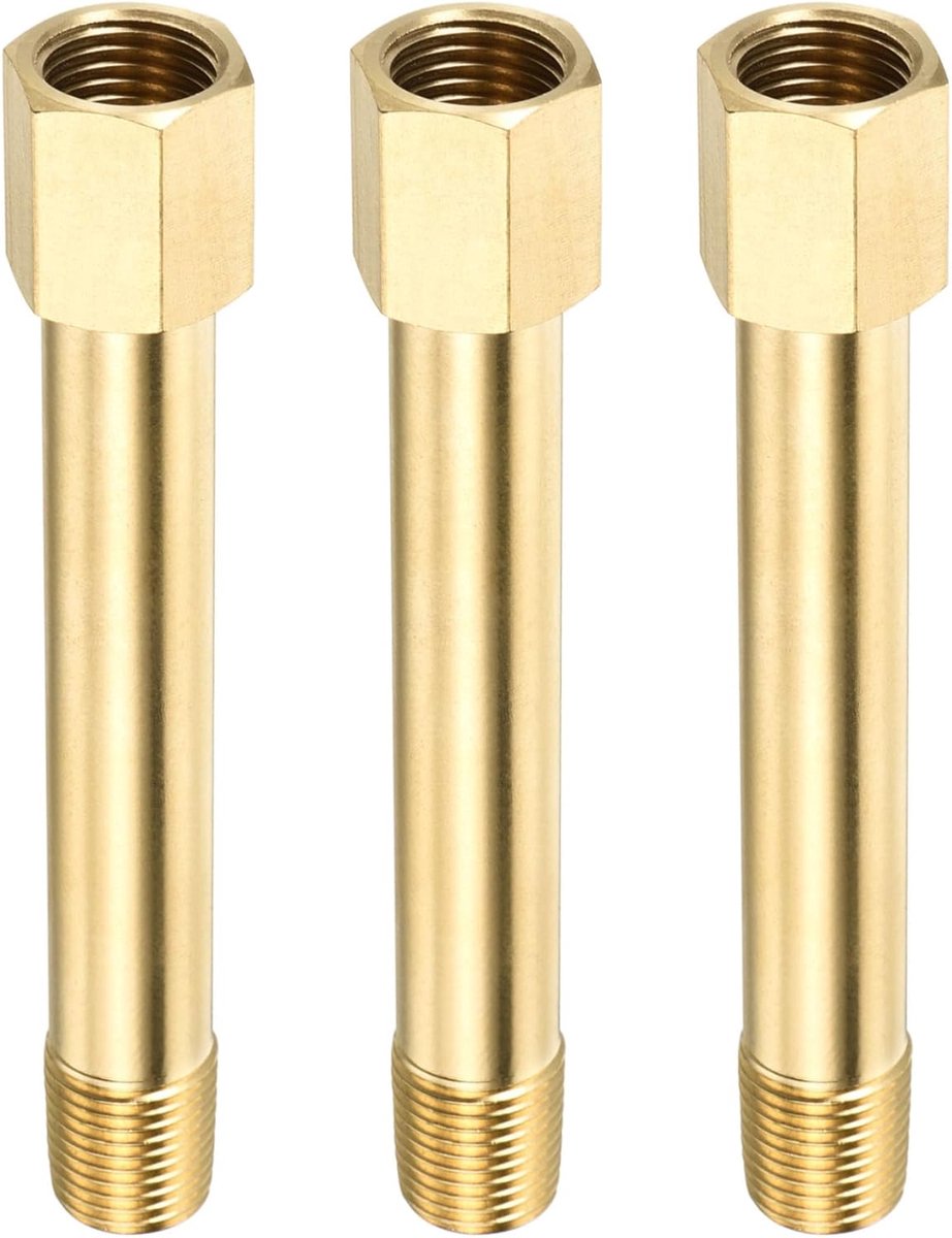METERXITY 3 stuks uitbreiding aansluiting buisfitting - messing zeskantige koppeling converter adapter toepassing industrieel gebruik (G1/4 bus op G1/4 mannelijk 100 mm goud)