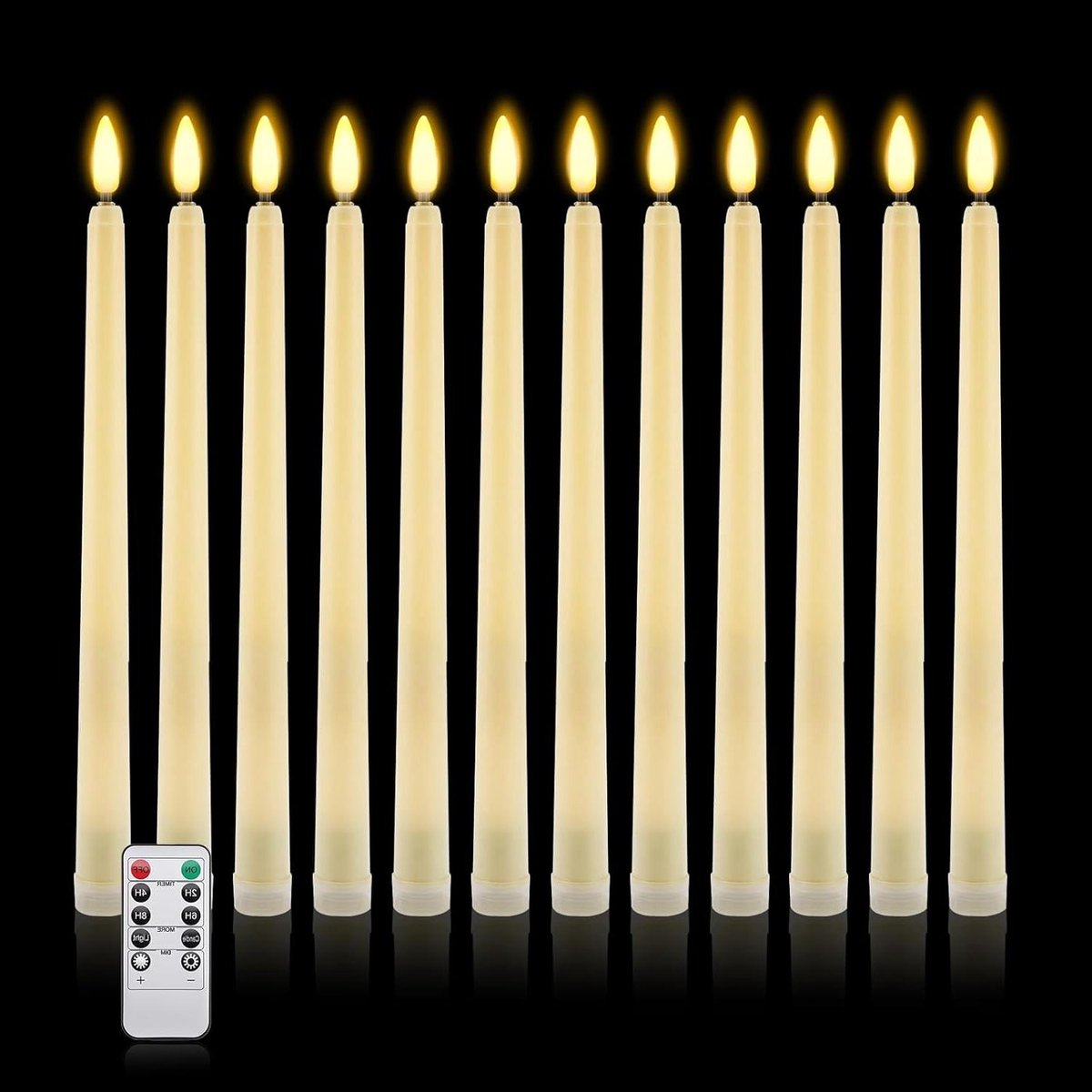 Led-kaarsen op batterijen - Vlamloze kaarsen Decoratieve kaarsen - Sfeer creëren - Met afstandsbediening en timer - 12 stuks - Ivoor